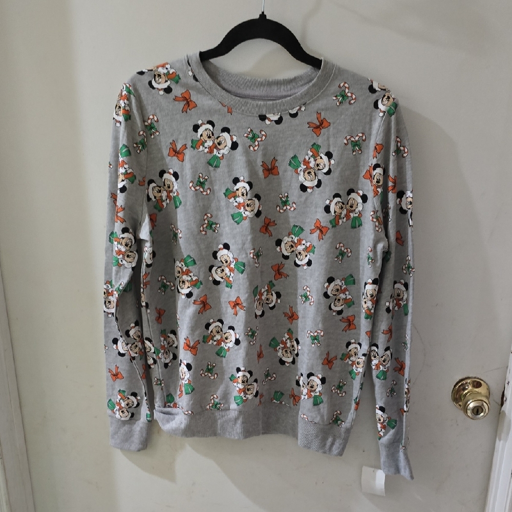 Disney Gray Sweatshirt with Mickey Mouse and Festive Accents